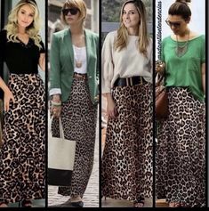 Animal Print Skirt Outfit, Leopard Print Skirt Outfit, Leopard Skirt Outfit, Look Working Girl, Printed Skirt Outfit, Leopard Print Outfits, Animal Print Outfits, Color Combinations For Clothes, Long Skirt Outfits