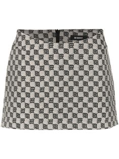 monogram-pattern mini skirt from MISBHV featuring monogram pattern, low-rise, slim cut, above-knee length, straight hem and beige/black. | Misbhv Monogram-Pattern Mini Skirt Luxury Mini Skirt, Monogram Pattern, Misbhv Aesthetic, Misbhv Outfit Kpop, Luxury Designer Mini Skirt, Misbhv Outfit, Luxury Fitted Edgy Mini Skirt, Luxury Plaid Mini Skirt, Expensive Clothes