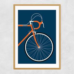 a card with an orange bicycle on it