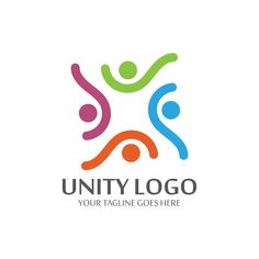 an abstract logo with people holding hands