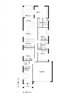 the floor plan for a two bedroom apartment with an attached bathroom and living room area