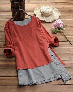 Item : L1064Descriptions:Sleeve Length: Long SleeveNeckline: Crew NeckColor:  Orange, Wine Red, Navy, Green, CoffeeSize:   M, L, XL, 2XL, 3XL, 4XL, 5XLStyle: Casual,FashionTops Length: Mid LongPattern: Solid + StripeMaterial: Polyester, CottonSeason: Spring, AutumnPackage included:1 *  BlousesDue to the difference between different monitors, the picture may not reflect the actual color of the item. Stripe Patchwork, Casual Tunics, Casual T Shirt, Fashion Kids, Plus Size Blouses, Plus Size T Shirts, Long Sleeve Casual, Fashion Tops, Casual T Shirts