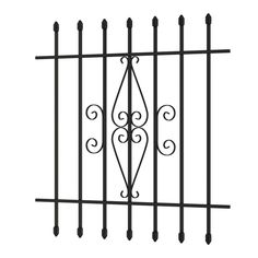 a wrought iron fence on a white background