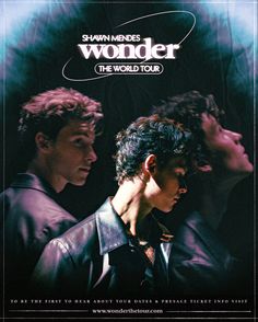 two men standing next to each other in front of a poster for the wonder tour