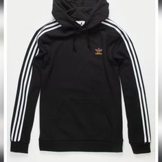 Adidas Original Hoodie -L Nwt Adidas Three Stripes Hoodie Sweatshirt, Adidas Hoodie With Three Stripes, Adidas Hoodie Sweatshirt With Three Stripes, Casual Fleece Hoodie With Three Stripes, Adidas Fleece Hoodie For Streetwear, Adidas Casual Hoodie For Sports, Adidas Casual Sports Hoodie, Casual Adidas Sports Hoodie, Streetwear Fleece Sweatshirt With Three Stripes