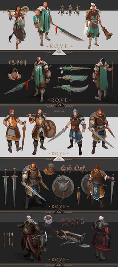 Rove Character Sheets by Mads Ahm Character Sheet Game Design, Character Design Layout Sheet, Dnd Reference Sheet, Character Layout Sheet, Character Design Presentation, Character Model Sheet T Pose, Character Sheet Drawing Design Reference, Sprite Sheet Character, Character Design References Sheet