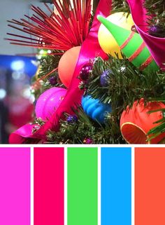 a christmas tree with bright colors and decorations