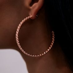 Introducing the Diamond Prong Hoop Earrings in 14k Rose Gold. Available in four different sizes and three colors, we took your favorite chain and bracelet and transformed them into finely detailed hoops! Featuring a micro cuban link pattern and covered in hand-set stones, these earrings are perfect for every occasion. Complete the matching set with the Micro Diamond Prong Chain and Bracelet in Rose Gold! This product is guaranteed for life – GLD will repair or replace the item should you experie