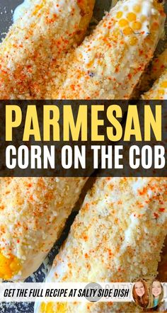 parmesan corn on the cob with text overlay