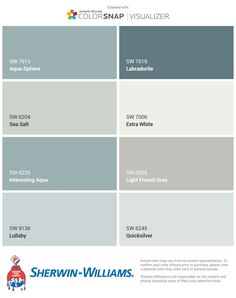 the color scheme for sheryln williams's new paint colors, including gray and blue