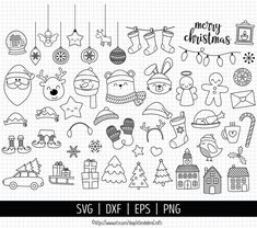 christmas doodles and clip art for the svg files, including santa's stockings