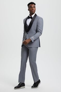 This one button tuxedo by Stacy Adams features a wide black satin shawl lapel, matching pants and vest. This comes in a hybrid fit (Sizes 34-44 = Slim Fit | Sizes 46+ = Modern Fit) Tuxedo Suits For Black-tie Gala Events, Notch Lapel Tuxedo For Black-tie Gala Events, Tailored Suit For Black-tie Gala, Tailored Suits For Black-tie Gala Events, Tuxedo For Black-tie Events And Galas, Black-tie Gala Tuxedo Suits, Evening Tuxedo Three-piece Suit With Notch Lapel, Tuxedo Three-piece Suit With Notch Lapel For Evening, Fitted Tuxedo For Evening Wear