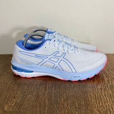 New Asics 2000 10 Walking/Running Shoe. Women’s Size 9.5. White/Periwinkle. Condition Is New With Tags. No Box. White Asics Sneakers With Air Max Cushioning, White Asics Running Shoes For Spring, White Periwinkle, Asics Tennis Shoes, White Peacoat, Asics Gel Noosa, Asics Women Gel, Pink Running Shoes, Asics Running Shoes