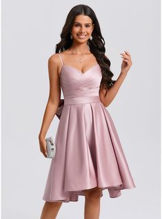 JJ's House Bow Pleated Satin V-Neck Fall Spring Summer A-line Plus General Back Zip High Low Beautiful Back Simple Elegant Other Colors Height:5.8ft（176cm） Bust:32in（82cm）Waist:24in（61cm）Hips:35in（89cm） No Asymmetrical Pink Sleeveless Homecoming Dress. #JJ's House #Bow #Pleated #Satin #VNeck #Fall #Spring #Summer #Aline #Plus #General #BackZip #HighLow #BeautifulBack #Simple #Elegant #OtherColors #No #Asymmetrical #Pink #Sleeveless #HomecomingDress Satin Homecoming Dress, Tulle Homecoming Dress, Sequin Beading, Simple Elegant, Homecoming Dress, Dress With Bow, Shopping List, Homecoming Dresses, Cosplay Costumes