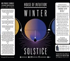 an advertisement for the house of intention winter solstice event, with information about it