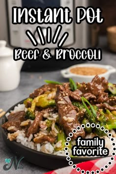 the instant pot beef and broccoli is served over rice