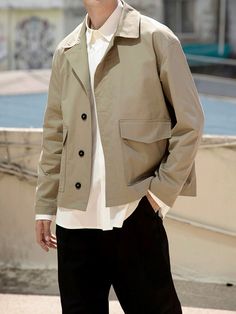 Editor's NotesThe classic yet trendy trench short jacket from NON STUDIO.- Button closure- Pocket details- Soft-touch- Hidden button- Classic yet trendy designMeasurements(in.)M(2)/L(3)- Total length: 26.18 / 26.96 in.- Shoulder: 20.66 / 21.45 in.- Chest: 23.22 / 24.01 in.- Sleeve: 22.63 / 23.22 in. Model infoMan - Height: 6'06 Fitting size LComposition & Care- 63% Cotton, 37% Polyester- Please check the care labelDesigner- by NORD STUDIO Classic Khaki Utility Jacket With Lapel Collar, Modern Button-up Outerwear For Work, Modern Button-up Workwear Outerwear, Khaki Pea Coat With Pockets For Spring, Khaki Outerwear With Double Button And Lapel Collar, Khaki Outerwear With Lapel Collar And Double Button, Khaki Lapel Collar Outerwear With Double Button Closure, Khaki Single-breasted Utility Jacket With Lapel Collar, Beige Gabardine Outerwear With Button Cuffs