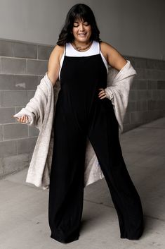 Comfy cozy outfit you can wear all winter long! (winter outfit ideas, jumpsuit outfit ideas) SHOP IT HERE --> https://mindymaesmarket.com/products/miranda-jumpsuit-black Wide Leg Solid Color Jumpsuits And Rompers For Loungewear, Non-stretch Wide Leg Jumpsuits And Rompers For Loungewear, Non-stretch Wide Leg Jumpsuit For Loungewear, Wide Leg Non-stretch Jumpsuits And Rompers For Loungewear, Black Spaghetti Strap Jumpsuits And Rompers For Loungewear, Black Spaghetti Straps Jumpsuits For Loungewear, Black Wide Leg Jumpsuits And Rompers For Loungewear, Black Wide Leg Jumpsuits For Loungewear, Outfit Ideas Jumpsuit