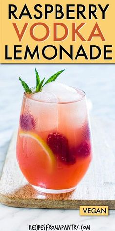 raspberry vodka lemonade in a glass with ice