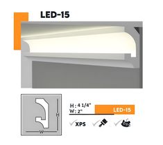 the led - 15 is shown in white and orange