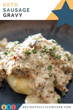 keto sausage gravy on a black plate