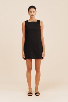 EMMA SHIFT DRESS - BLACK Poppy Dress, Shift Dress Black, Mini Shift Dress, Black Crop Tops, High Neckline, Signature Style, Square Neckline, Get Dressed, Mini Black Dress