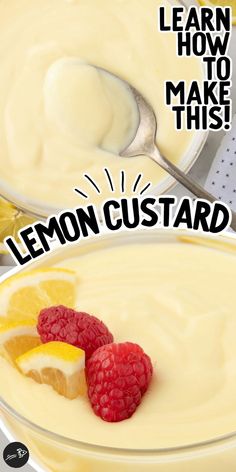 Lemon Custard Homemade Custard Recipe, Vanilla Custard Recipe, Custard Recipe Easy, Custard Pies, Homemade Vanilla Pudding, Pudding Cakes, Easy Custard, Custard Pie Recipe, Custard Recipe