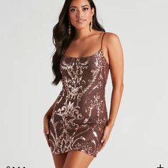 Never Worn Cute Brownish Dress!! Windsor Dresses Homecoming, Damas Dresses, Corset Outfits, Bachelorette Outfits, Bodycon Dresses Casual, Mesh Bodycon Dress, Red Bridesmaid Dresses, New Years Eve Dresses, Scroll Pattern