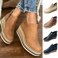 Women's Leather Platform Slip on Loafers Comfort Moccasins Low Top Casual Shoes Description: Condition: 100% Brand New and High Quality Gender: Women Woman, Ladies Lady, Female Style: Shoes, Casual Shoes, Fashion, Casual Pattern Type: Solid Color Color: Apricot, Brown, Khaki, Blue, Black (Optional) Size: 35, 36, 37, 38, 39, 40, 41, 42, 43 (Follow the size chart to select please) Upper Material: Faux PU Outsole Material: PU Heel Type: Platform Fastening: Zipper Toe Type: Round Toe Tube Height: Hi Everyday Footwear For Women, Orthopedic Shoes For Women, Low Wedge Shoes, Orthopedic Shoes Stylish, Travel Shoes Women, Wedges Shoes Low, Penny Floor, Comfortable Walking Shoes, Women Platform Shoes