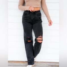 Judy Blue Straight Obsessed High Rise Black Straight Leg Jeans Size 5 Never Worn Black Straight Leg Jeans, Blue Mom Jeans, Boyfriend Fit Jeans, Cuffed Joggers, Stretch Back, Black Leather Pants, Black Jean, Frayed Jeans, Stretchy Jeans