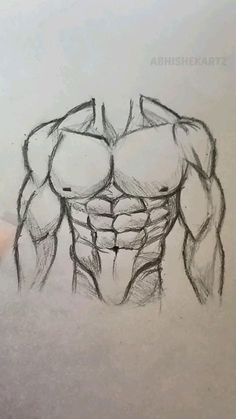 a drawing of a man's torso in pencil