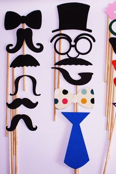 the photo booth props are ready to be used for an upcoming event or birthday party