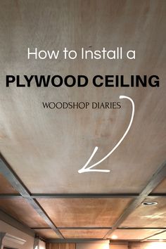 how to install a plywood ceiling with two wood planks in the center and bottom