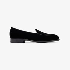 These Italian-made pair of tuxedo slip-on is made from pure cotton velvet and feature a Blake construction, a black leather lining and sole as well as a trim piping detail on the edge and front toe.. Classic Formal Slip-ons With Suede Lining, Elegant Slip-on Loafers With Contrast Sole, Elegant Black Slip-ons With Contrast Sole, Black Loafers With Contrasting Heel For Formal Occasions, Classic Black Slip-ons With Contrast Sole, Luxury Fitted Slip-on Loafers, Elegant Slip-ons With Contrast Sole, Formal Slip-on Loafers With Contrasting Heel, Black Business Loafers With Contrasting Heel Counter