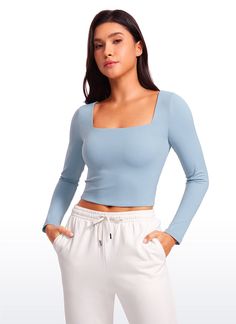 Butterluxe collection features super soft and stretchy high-quality fabric. Double-lined, no see-through. Sexy long sleeve crop tops with square neck for showing off your flattering figure. Ideal for daily wear. Feature & Fitting: 
 Butterluxe collection 
 Design for daily wear 
 Square neck 
 Double layer in the front and back 
 Fabric: 
 Extremely Soft, luxurious comfort and lightweight 
 Ultra stretchy, very gentle compression. 
 Brushed, 4-Way stretch 
 81% Polyamide, 19% Lycra 
 SKU : R Elastane Long Sleeve Crop Top, Long Sleeve Elastane Crop Top, Fitted Long Sleeve Elastane Crop Top, Versatile Long Sleeve Fitted Crop Top, Fitted Long Sleeve Crop Top, Fitted Seamless Long Sleeve Top, High Stretch Seamless Square Neck Top, Long Sleeve High Stretch Seamless Crop Top, Seamless Long Sleeve High Stretch Crop Top