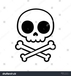 a skull and crossbones icon in black on a white background stock photo edit