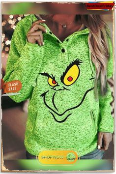 Green Print Long Sleeve Hoodie Casual Halloween Outerwear With Drawstring Hood, Green Fleece Winter Hoodie, Green Fleece Hoodie For Winter, Green Fleece Sweatshirt For Winter, Green Fleece Hooded Sweater, Green Fleece Top With Drawstring Hood, Green Winter Sweatshirt With Kangaroo Pocket, Green Winter Sweatshirt With Drawstring Hood, Green Sweatshirt With Kangaroo Pocket For Winter