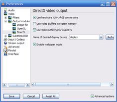 screenshot of the directx video output window