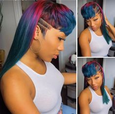 Quickweave Hairstyles Short, Quick Weave Mohawk Hairstyles, Updue Hairstyles, Rainbow Mullet, Thanksgiving Hairstyles For Black Women, Quick Weave Hairstyles Bobs, Bob Quickweave, Mullet Hairstyles, Diy Hair Wig