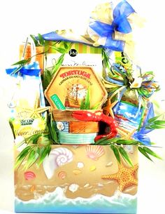 a gift basket filled with lots of different items