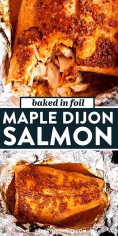 baked in foil, maple dijon salmon is an easy and delicious side dish