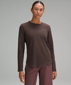 Love Long-Sleeve Shirt | Women's Long Sleeve Shirts | lululemon Lululemon Stretch Tops For Spring, Lululemon Stretch Tops For Layering, Spring Stretch Lululemon Tops, Spring Stretch Top By Lululemon, Stretch Lululemon Tops For Layering, Casual Stretch Long Sleeve Top For Work, Lululemon Crew Neck Tops For Layering, Versatile Lululemon Tops For Spring, Versatile Lululemon Tops For Fall