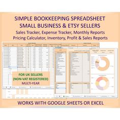 the simple bookkeeping spreadsheet for small business and etsy sellers is shown