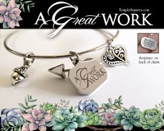 "Stainless Steel Engraved Charm Bracelets \"A GREAT WORK\" YW 2021 Youth theme Doctrine and Covenants 64:33-34 - Jewelry Charm Bracelet. Cute uplifting inspiring reminders of their Goals and Yearly theme. Press Forward arrow bracelet, with this years theme engraved on stainless steel plus 2 other charms, acorn (from small things), filigree heart (heart and a willing mind). See other listings for additional charms. Gold colored bracelets available on other listings. If you want upgrade to organza Relief Society Christmas, Pillow Treats, Yw Theme, Young Women Theme, Secret Sister Gifts, Lds Yw, Lds Gifts, Youth Theme, Missionary Gifts