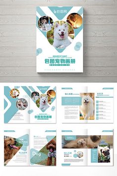 an open brochure with dogs on it and the front page is shown in blue