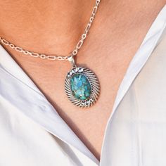 This beautiful piece is handmade in solid sterling silver and features a natural turquoise and blue topaz stone that is nestled in an oval-shaped pendant. It's very lightweight, but with a strong presence of the stone. The simple style makes this piece perfect for any occasion - casual or formal We Assure Your Satisfaction With Our High-Quality Jewelry * Sterling Silver * Natural Gemstone * Nickel free * Made in India With Love And High Standards ※ Please let us know if you have any questions or requests. Thank you for visiting our shop :) Sterling Silver Oval Pendant With Gemstone, Oval Turquoise Jewelry For Jewelry Making, Sterling Silver Oval Pendant Gemstones For Anniversary, Fine Jewelry With Oval Turquoise, Fine Jewelry Oval Turquoise Jewelry, Fine Jewelry Oval Turquoise, Turquoise Nickel-free Oval Pendant Jewelry, Nickel-free Turquoise Oval Pendant Jewelry, Oval Turquoise Gemstone Necklace As Gift