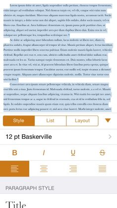 an iphone screen with the text editor on it, and two different font styles for each page