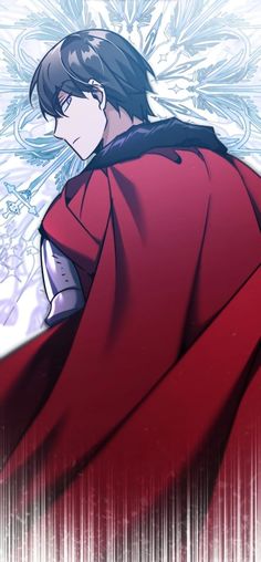 an anime character with black hair and red cape