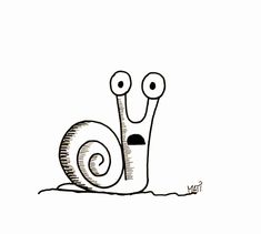 a drawing of a snail with its eyes wide open