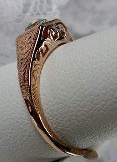 Rose Gold Filigree Wedding Jewelry, Rose Gold Filigree Jewelry For Wedding, Gold Topaz Ring With Intricate Design For Anniversary, Heirloom Rose Gold Jewelry For Anniversary, Rose Gold Diamond Ring With Intricate Design, Intricate Rose Gold Round Diamond Ring, Rose Gold Engraved Wedding Ring, Round Band, Intricate Rose Gold Diamond Ring, Wedding Rings With Intricate Design